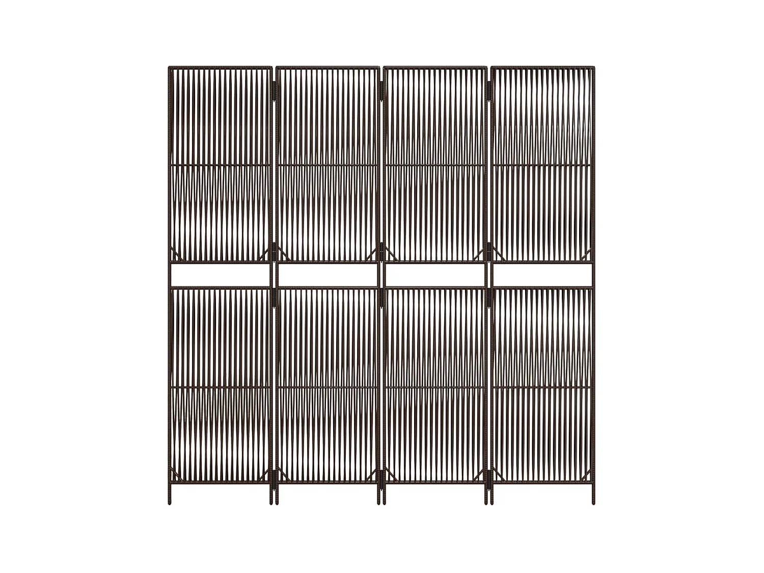 Tabique divisorio de mimbre de resina marrón de 4 paneles