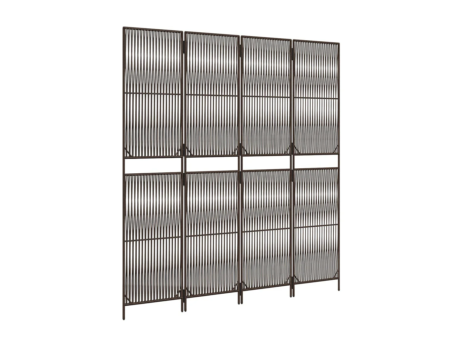 Parete divisoria in vimini di resina marrone a 4 pannelli