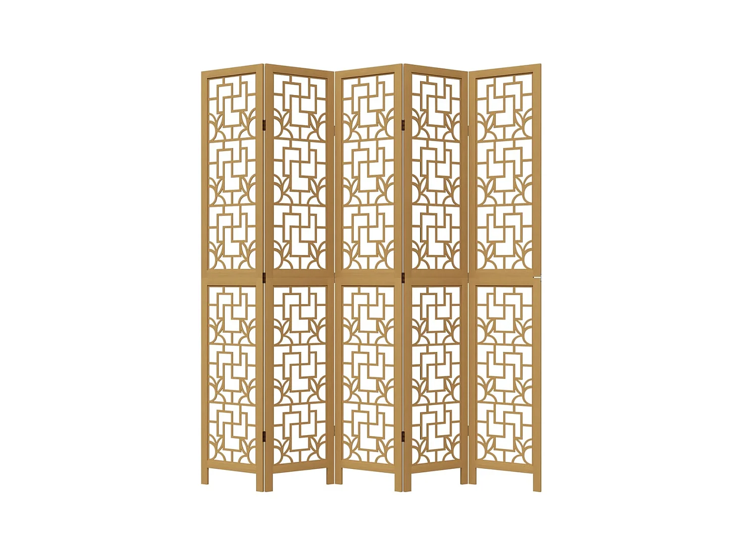 Tabique divisorio de 5 paneles en madera maciza de paulownia marrón