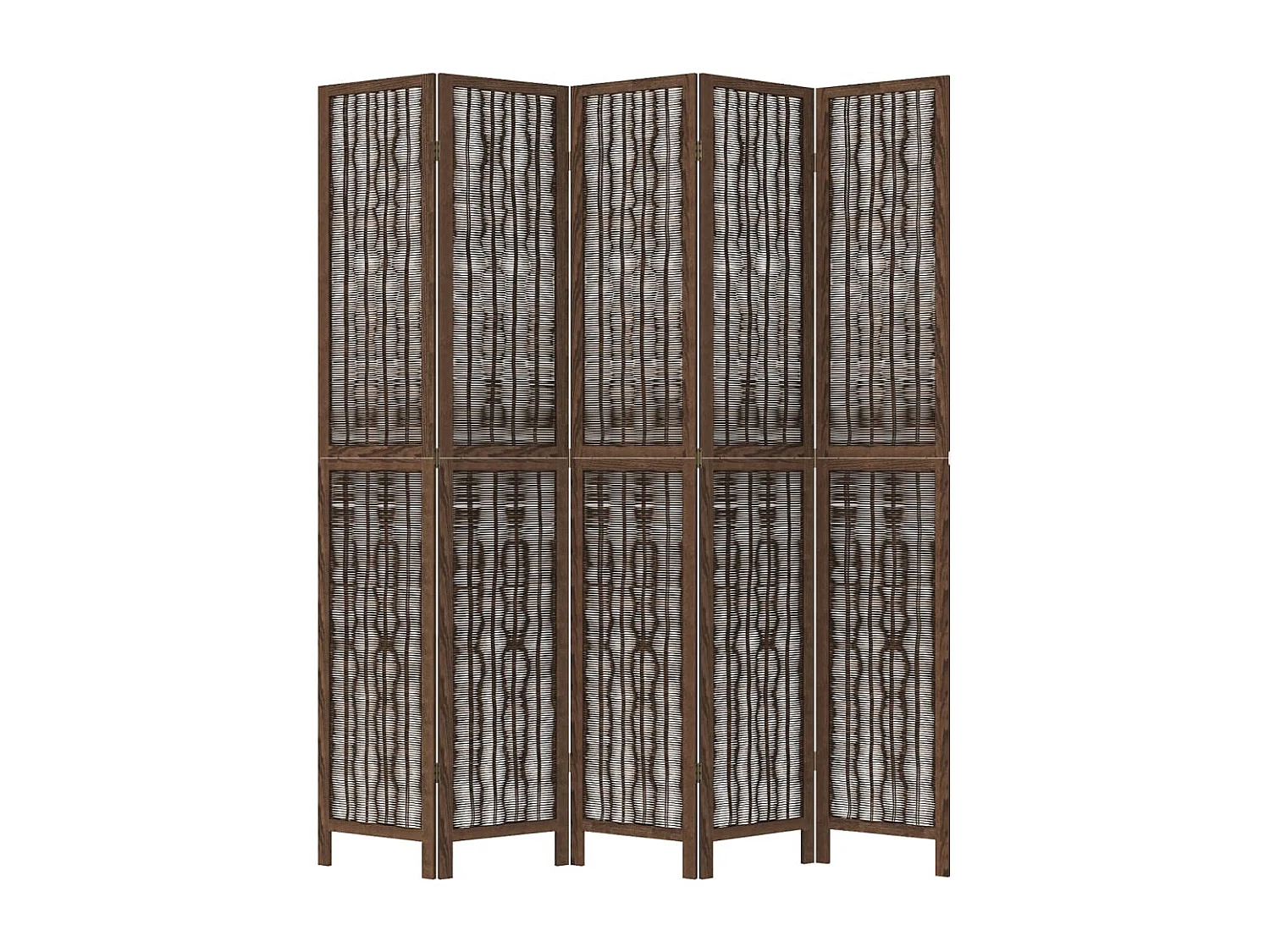 Parete divisoria marrone scuro a 5 pannelli realizzata in legno massello di paulonia