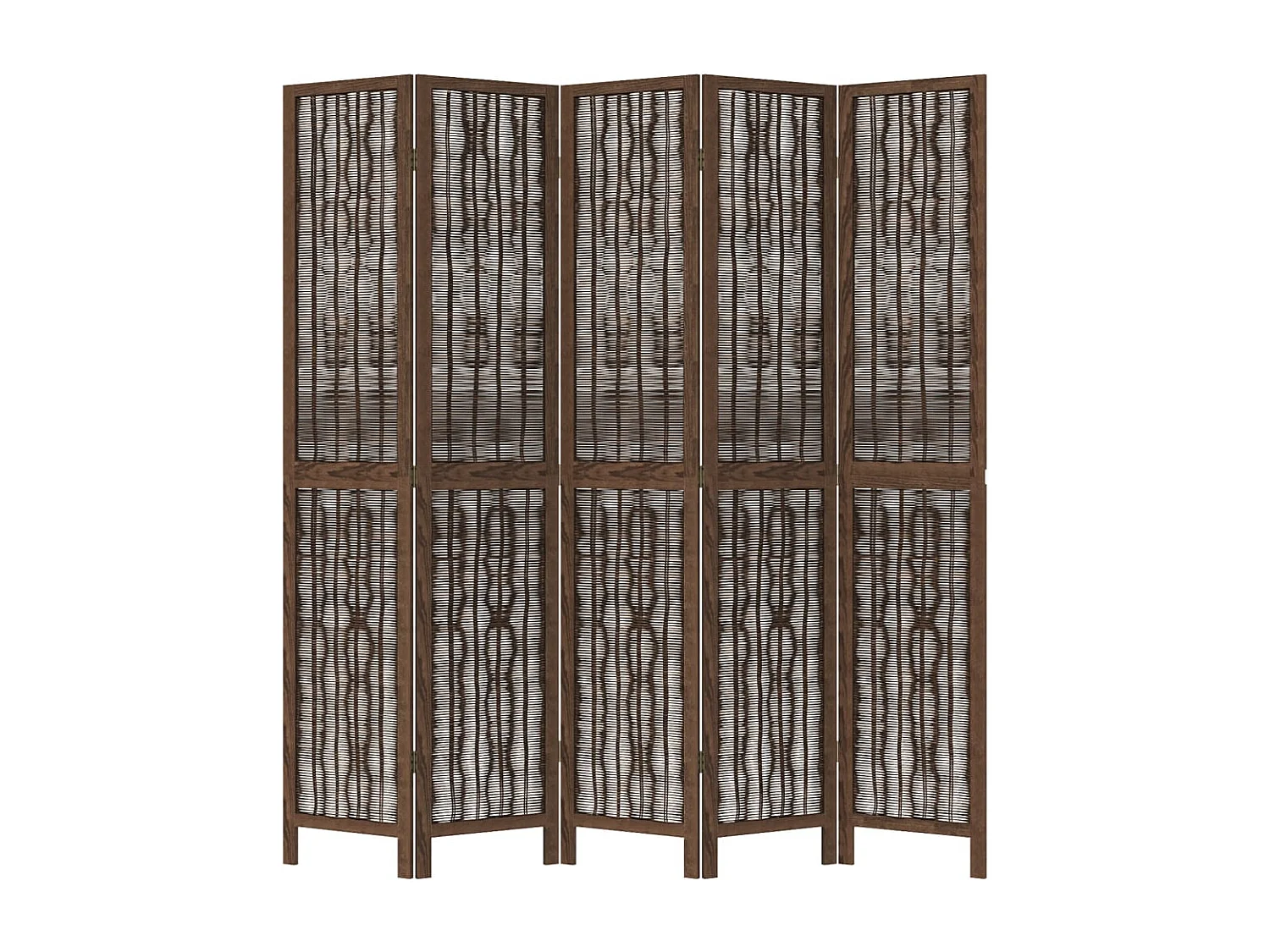 Tabique divisorio de 5 paneles en marrón oscuro fabricado en paulownia maciza