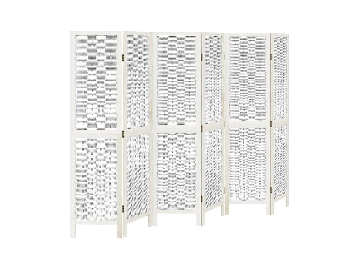 6-delige scheidingswand in wit, massief paulowniahout