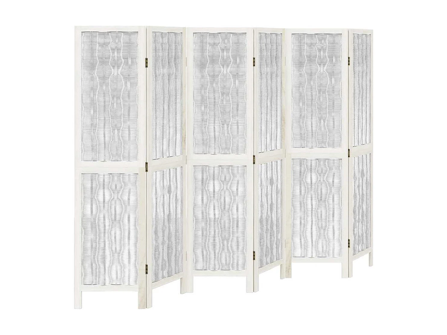 Parete divisoria a 6 pannelli in legno massello di paulonia bianco