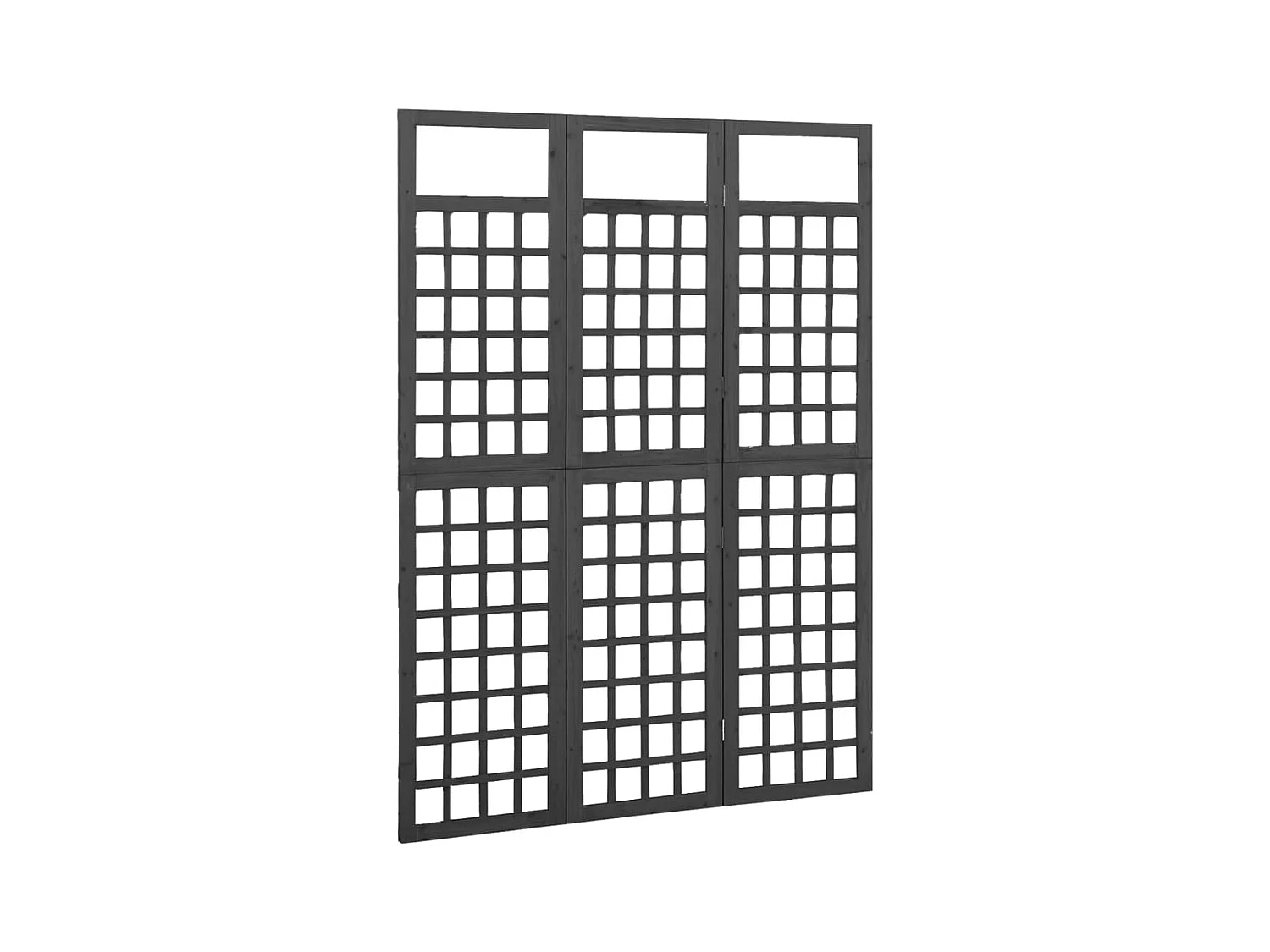 3-delige scheidingswand Dennenhout Zwart 121x180 cm