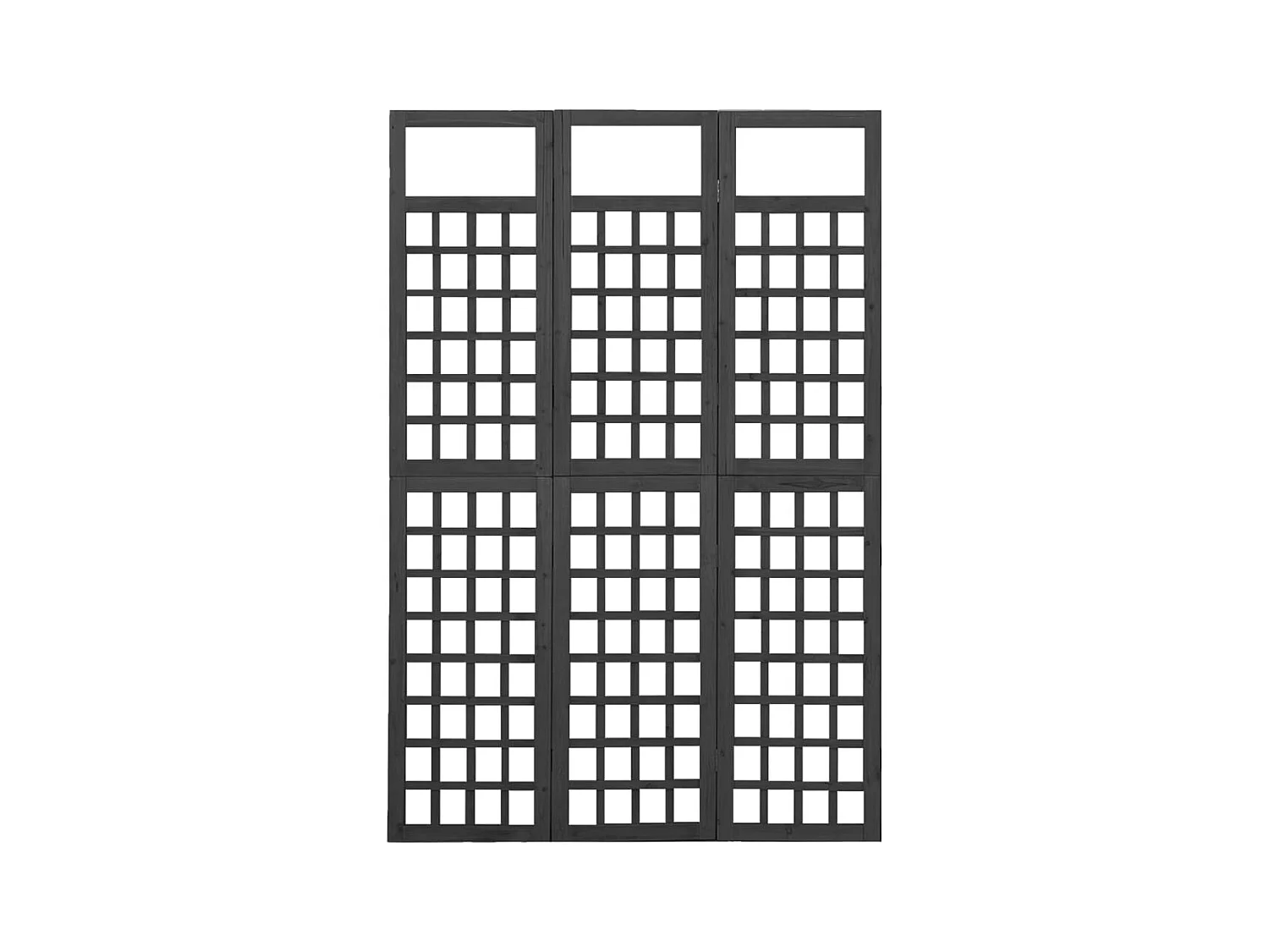 3-delige scheidingswand Dennenhout Zwart 121x180 cm