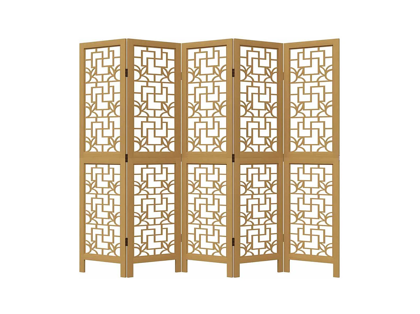 5-teilige Trennwand aus braunem, massivem Paulownia-Holz