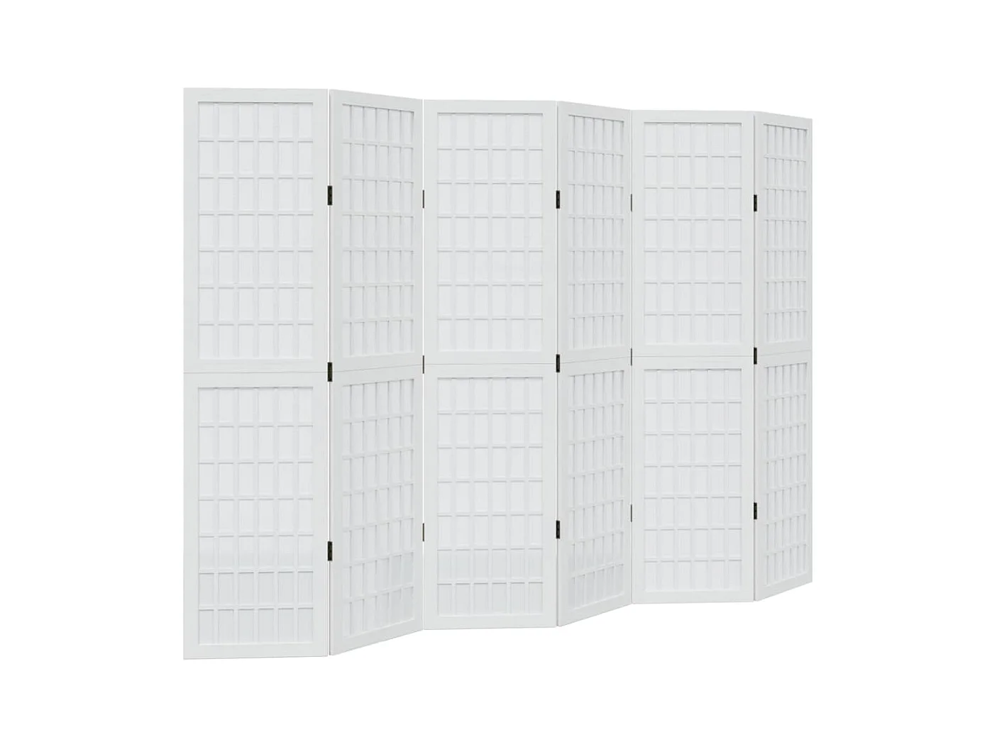 Cloison de séparation 6 panneaux blanc bois de paulownia massif