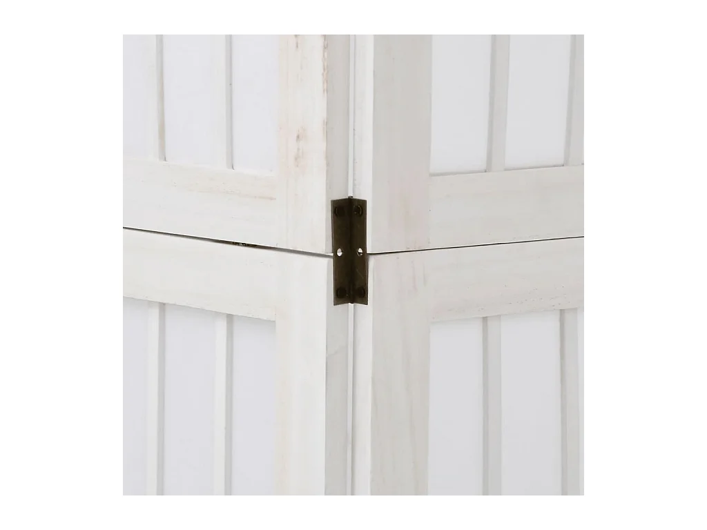 Cloison de séparation 6 panneaux blanc bois de paulownia massif