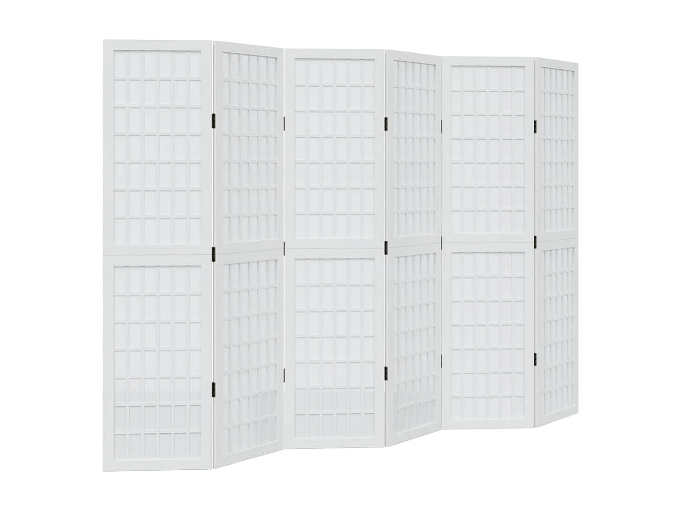 6-delige scheidingswand in wit, massief paulowniahout