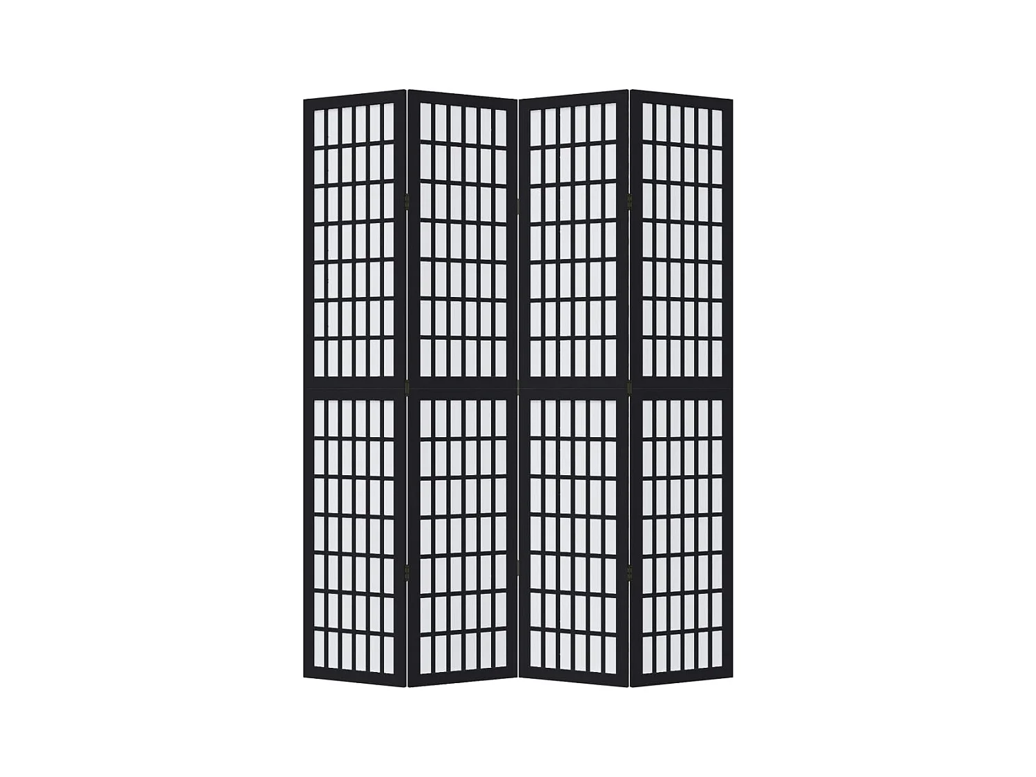 Cloison de séparation 4 panneaux noir bois de paulownia massif