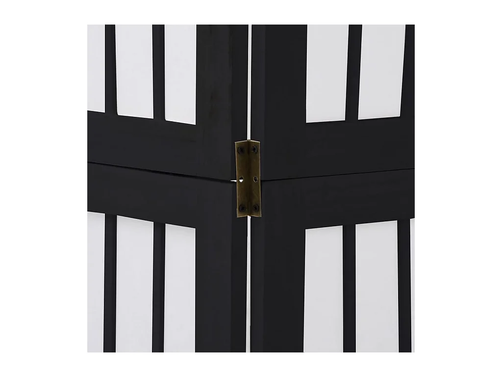 Cloison de séparation 4 panneaux noir bois de paulownia massif