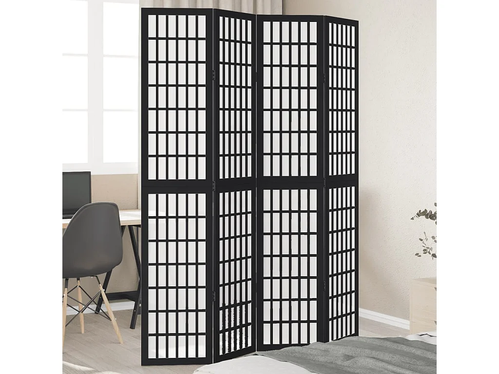 Tabique divisorio de 4 paneles en madera maciza de paulownia negra