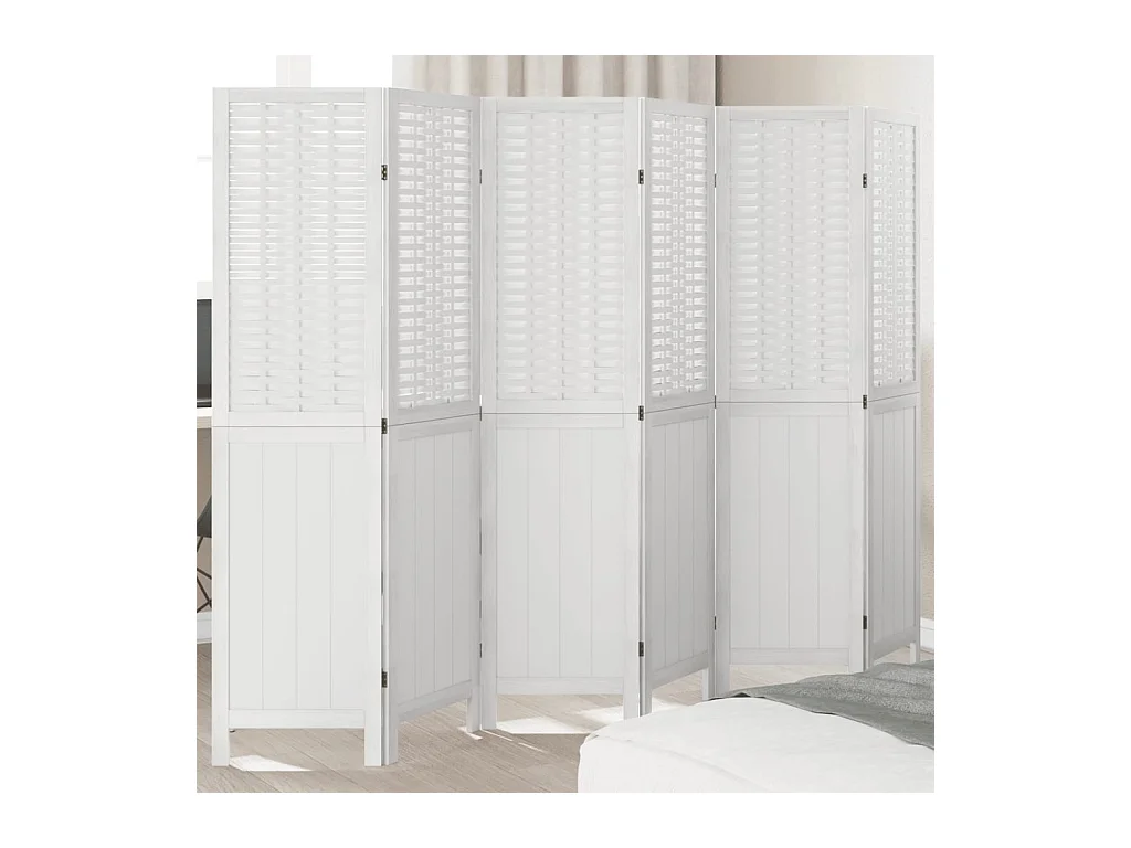 Tabique divisorio de 6 paneles en madera maciza de paulownia blanca