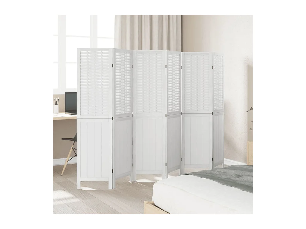 Tabique divisorio de 6 paneles en madera maciza de paulownia blanca