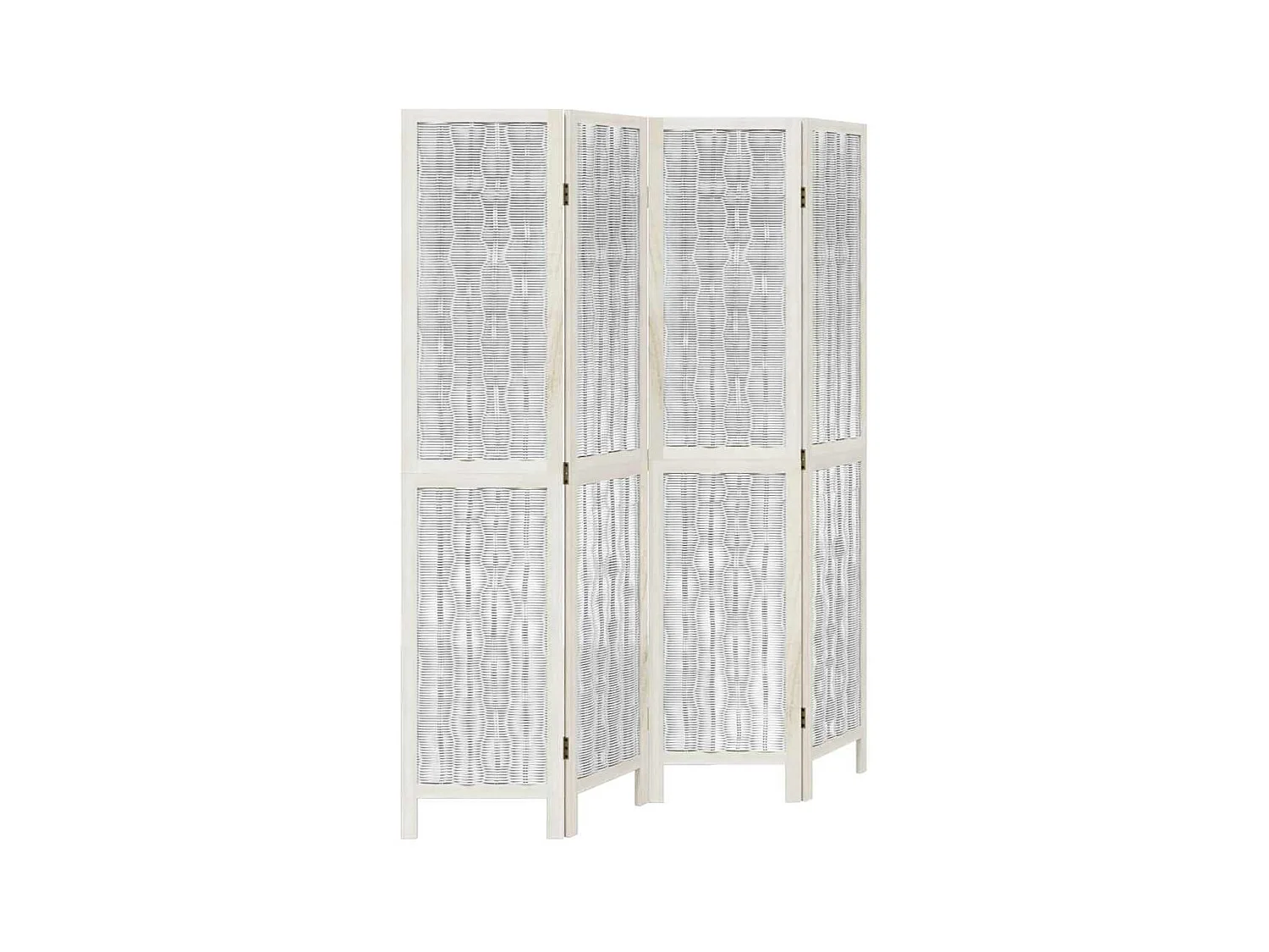 4-delige scheidingswand in wit, massief paulowniahout