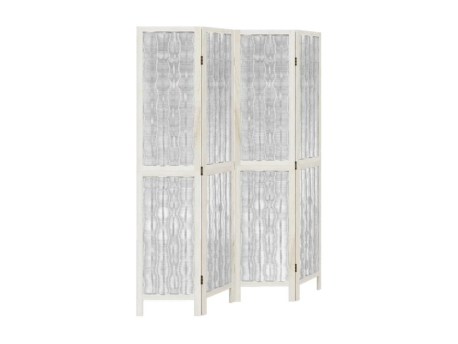 Parete divisoria a 4 pannelli in legno massello di paulonia bianco