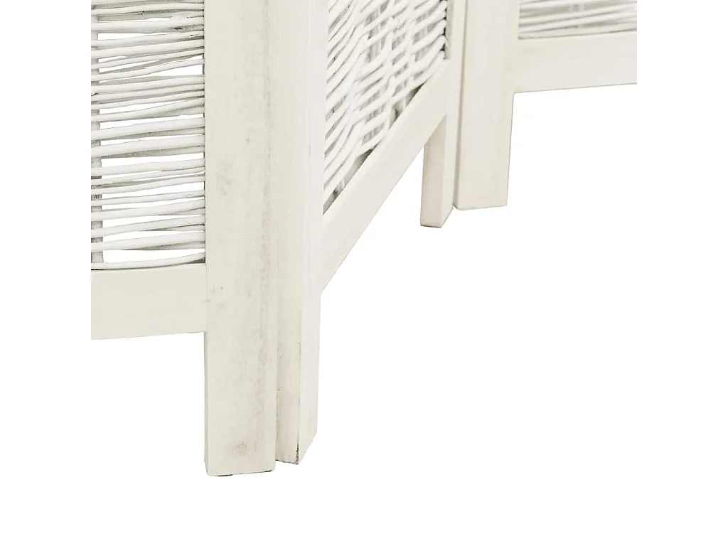 Parete divisoria a 4 pannelli in legno massello di paulonia bianco