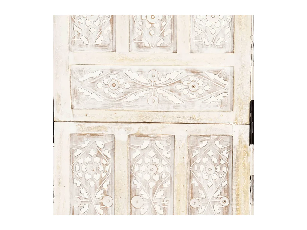 Cloison de séparation 5 panneaux Blanc 200x165 cm Bois manguier