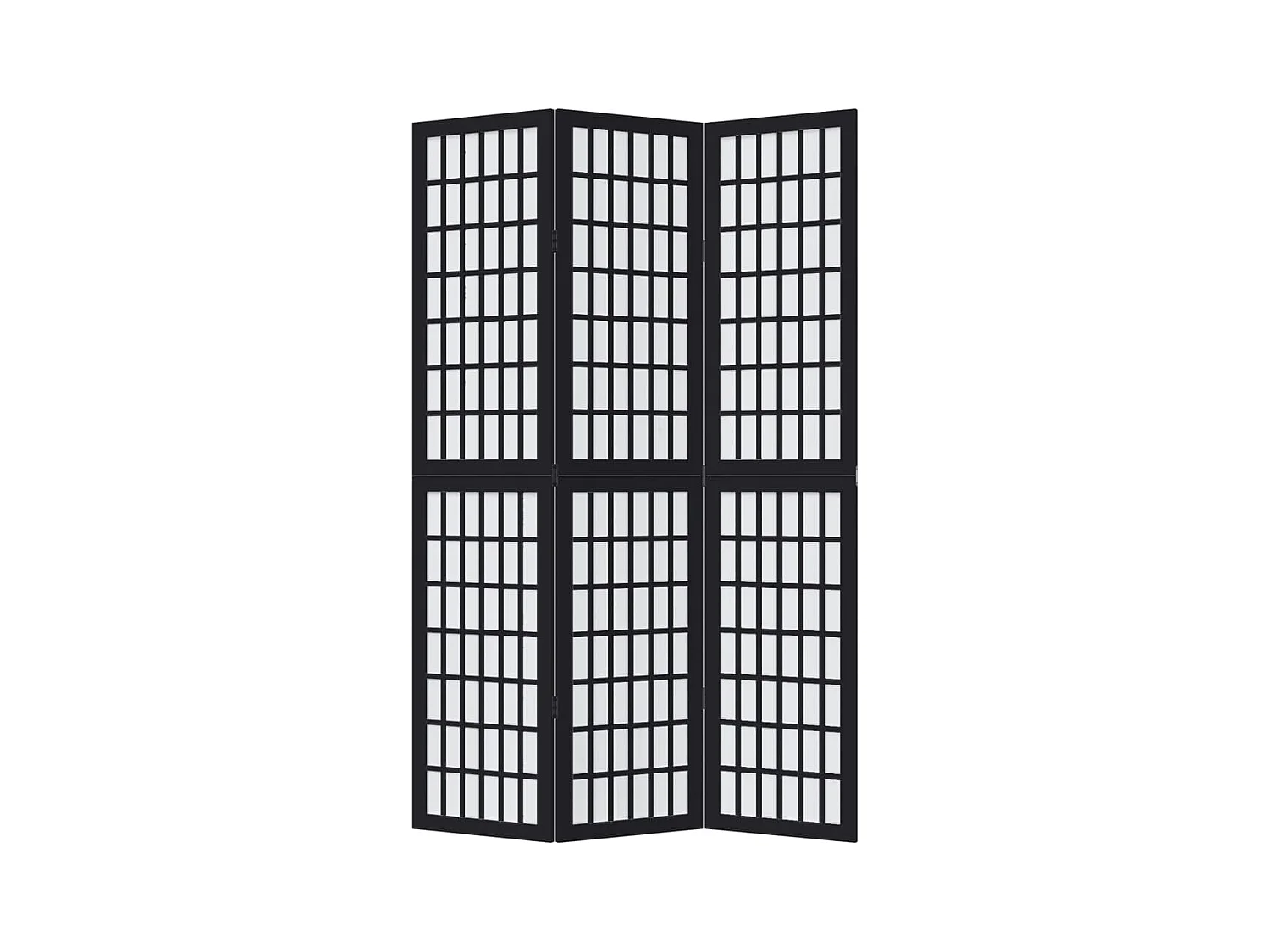 3-delige scheidingswand in zwart, massief paulowniahout