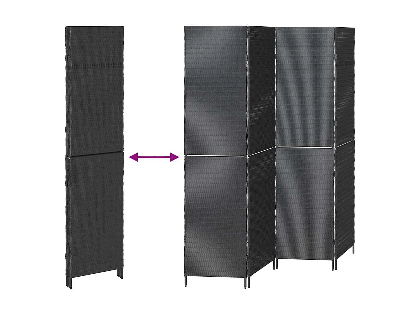 Paravent Noir 195 x 180 cm polyrotin