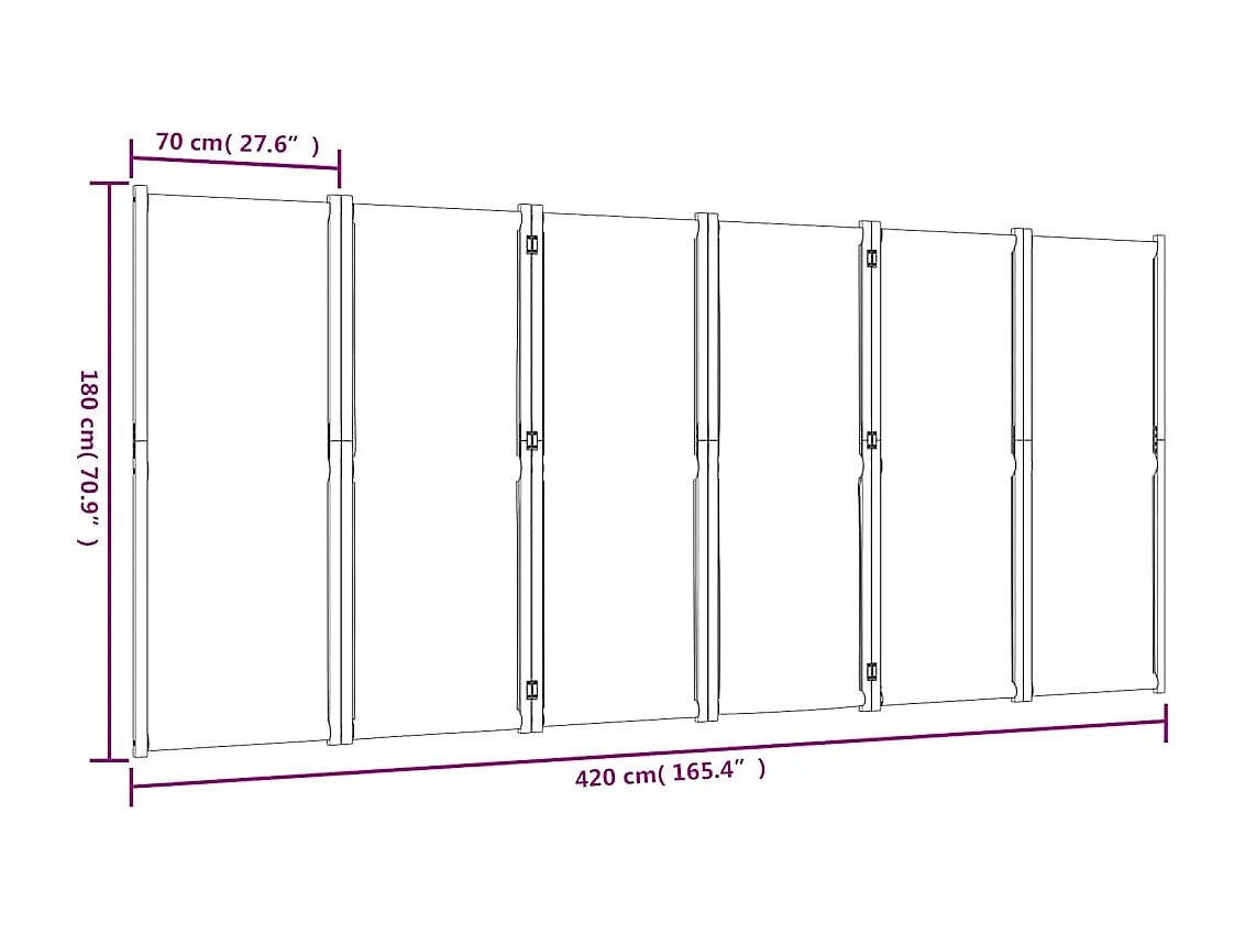 Mampara divisoria de 6 paneles azul oscuro 420x180 cm