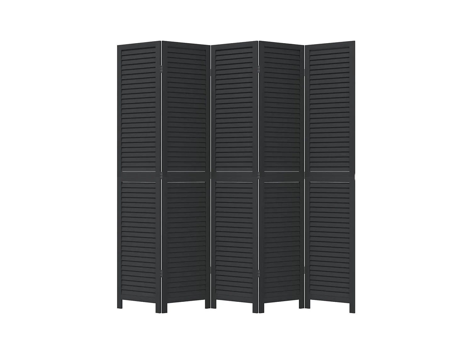 Cloison de séparation 5 panneaux noir bois de paulownia massif