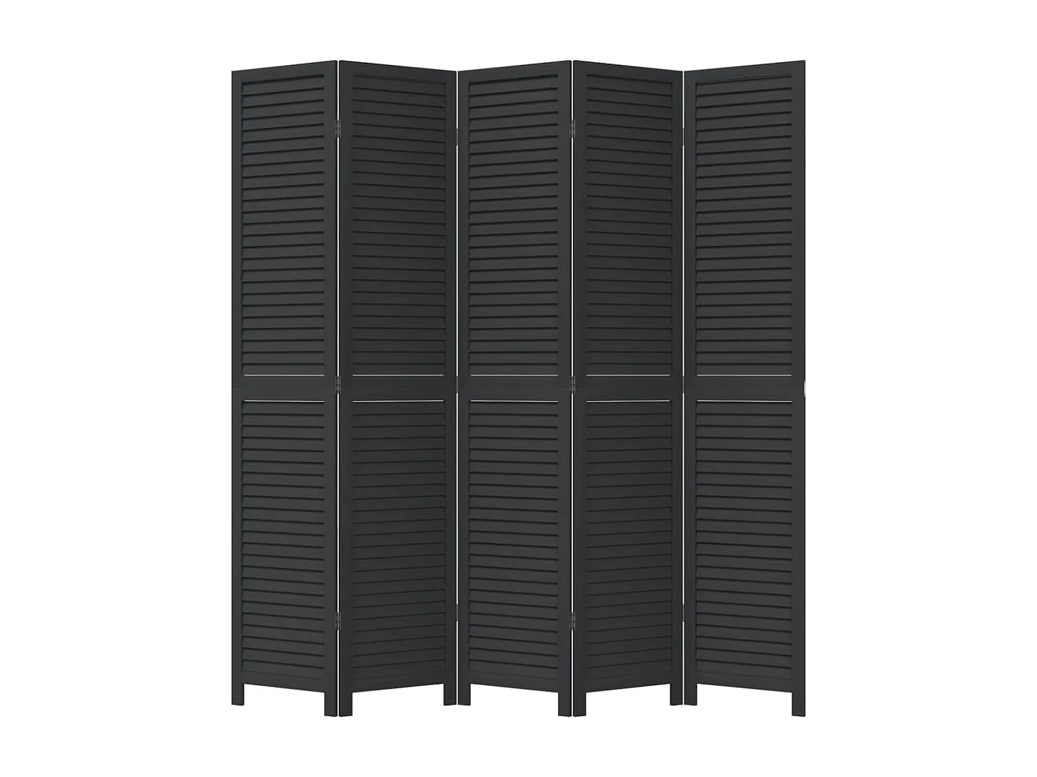 Cloison de séparation 5 panneaux noir bois de paulownia massif