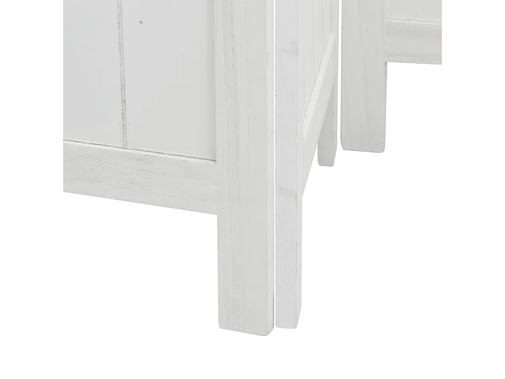 Parete divisoria a 6 pannelli in legno massello di paulonia bianco