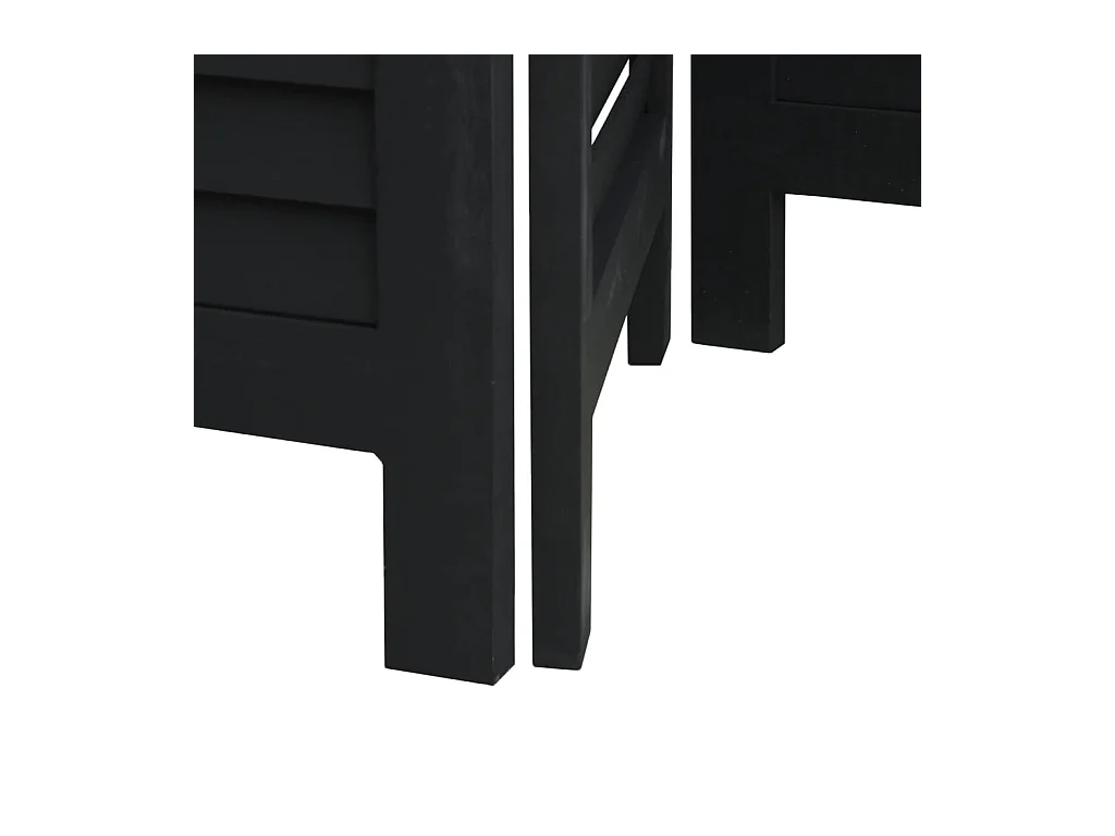 Cloison de séparation 3 panneaux noir bois de paulownia massif