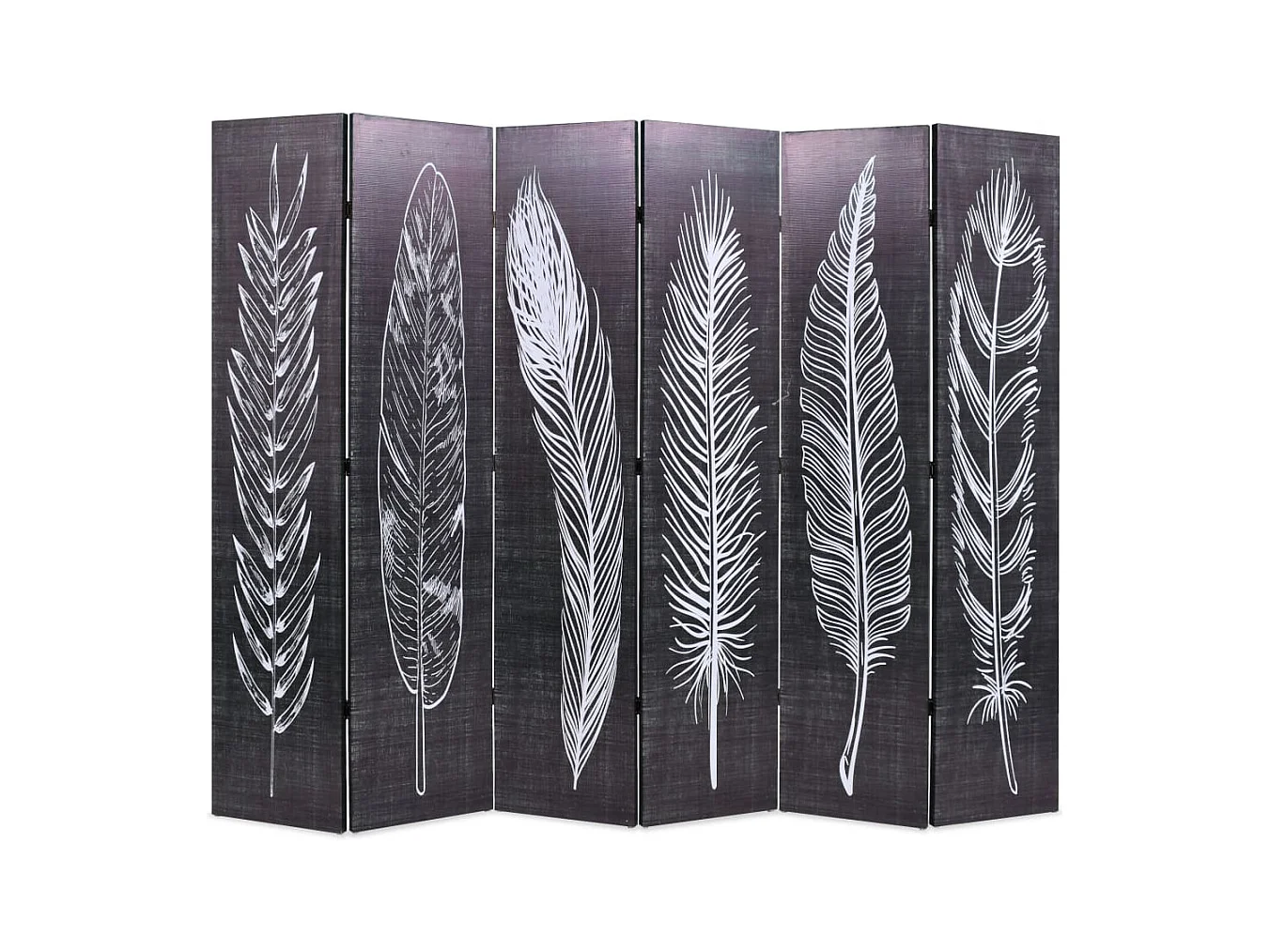 Vouwwand 228 x 170 cm Feathers Zwart-wit
