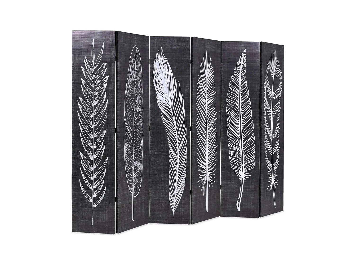 Vouwwand 228 x 170 cm Feathers Zwart-wit