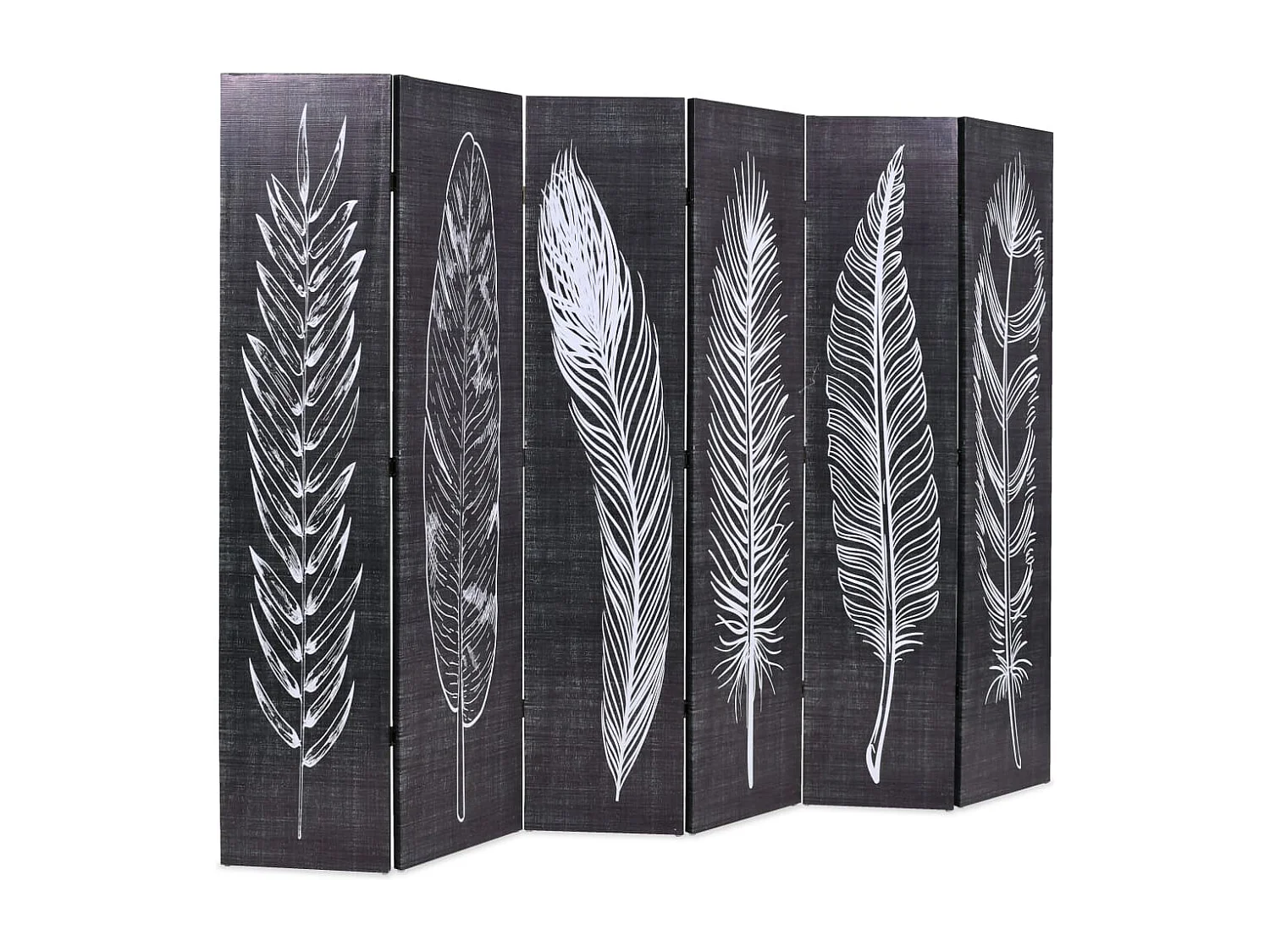 Parete divisoria pieghevole 228 x 170 cm Piume Bianco e nero