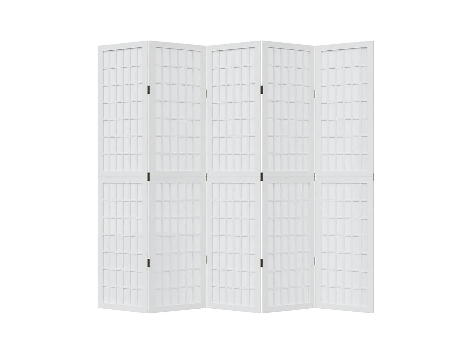 Cloison de séparation 5 panneaux blanc bois de paulownia massif