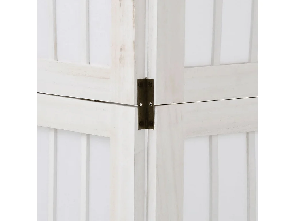 5-delige scheidingswand in wit, massief paulowniahout