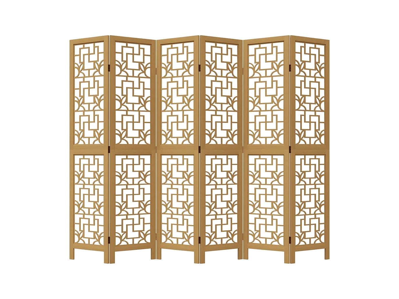 Tabique divisorio de 6 paneles en madera maciza de paulownia marrón