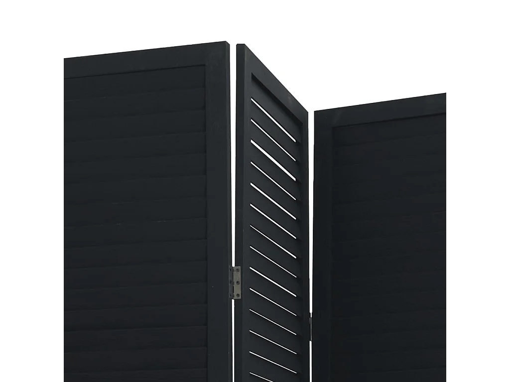 Parete divisoria a 6 pannelli in legno massello di paulonia nero