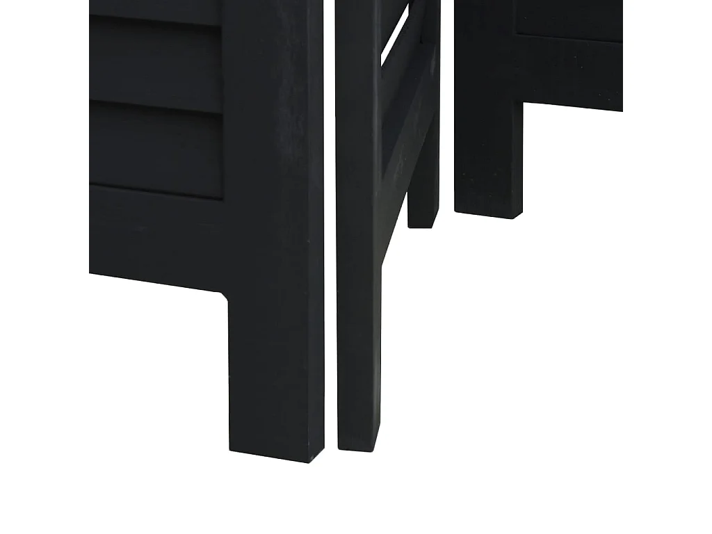 Parete divisoria a 6 pannelli in legno massello di paulonia nero