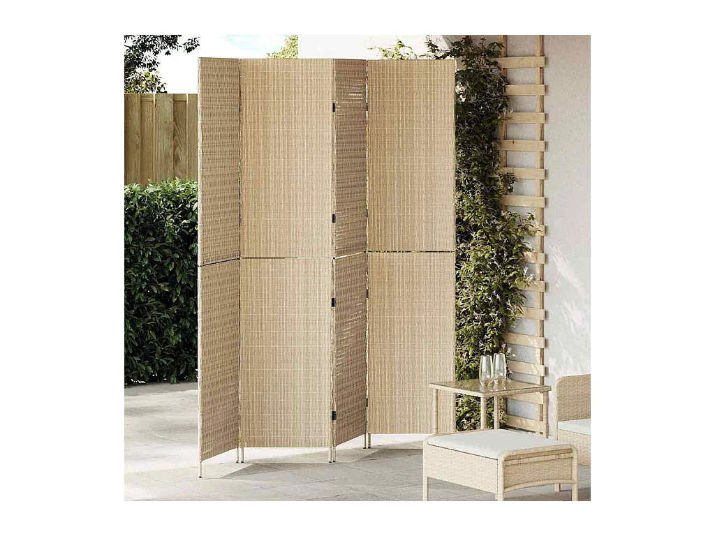 Beige Paravent 196 x 200 cm Polyrattan