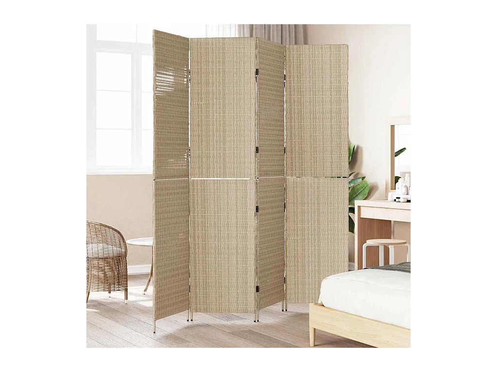 Beige Paravent 196 x 200 cm Polyrattan