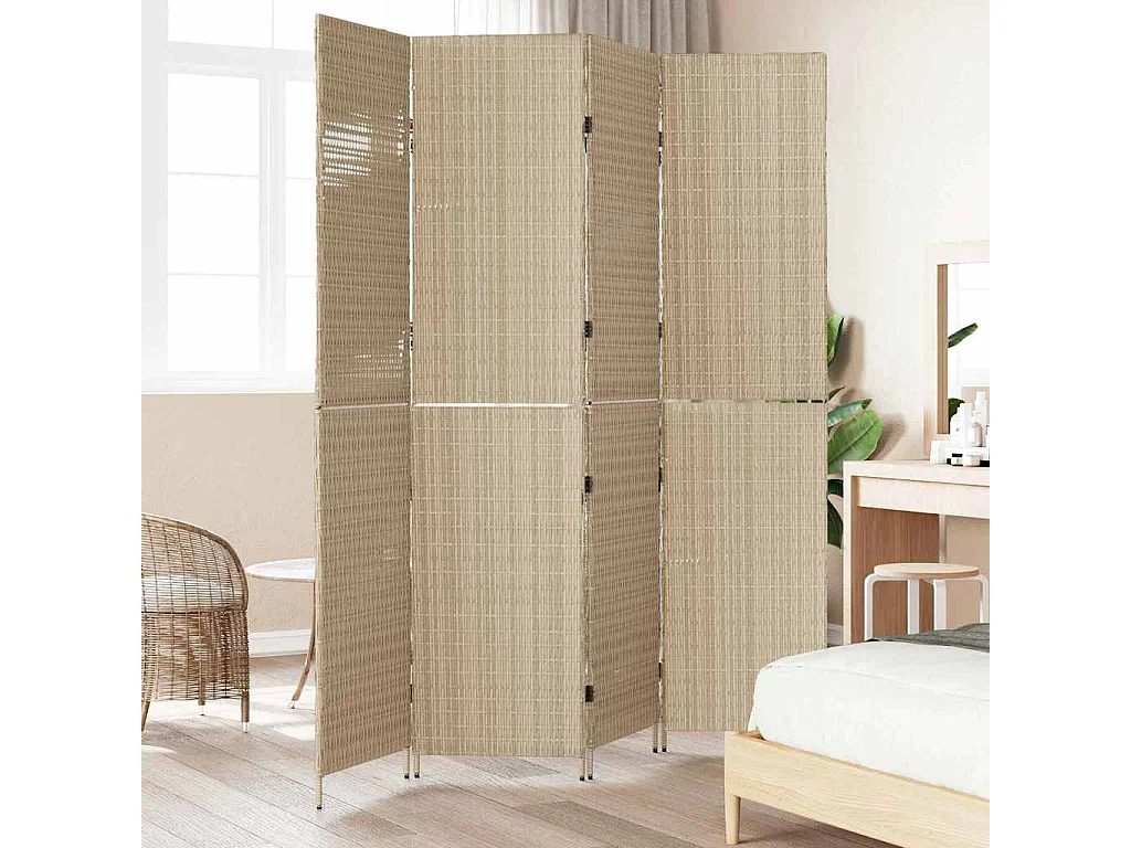 Paravento beige 196 x 200 cm polyrattan