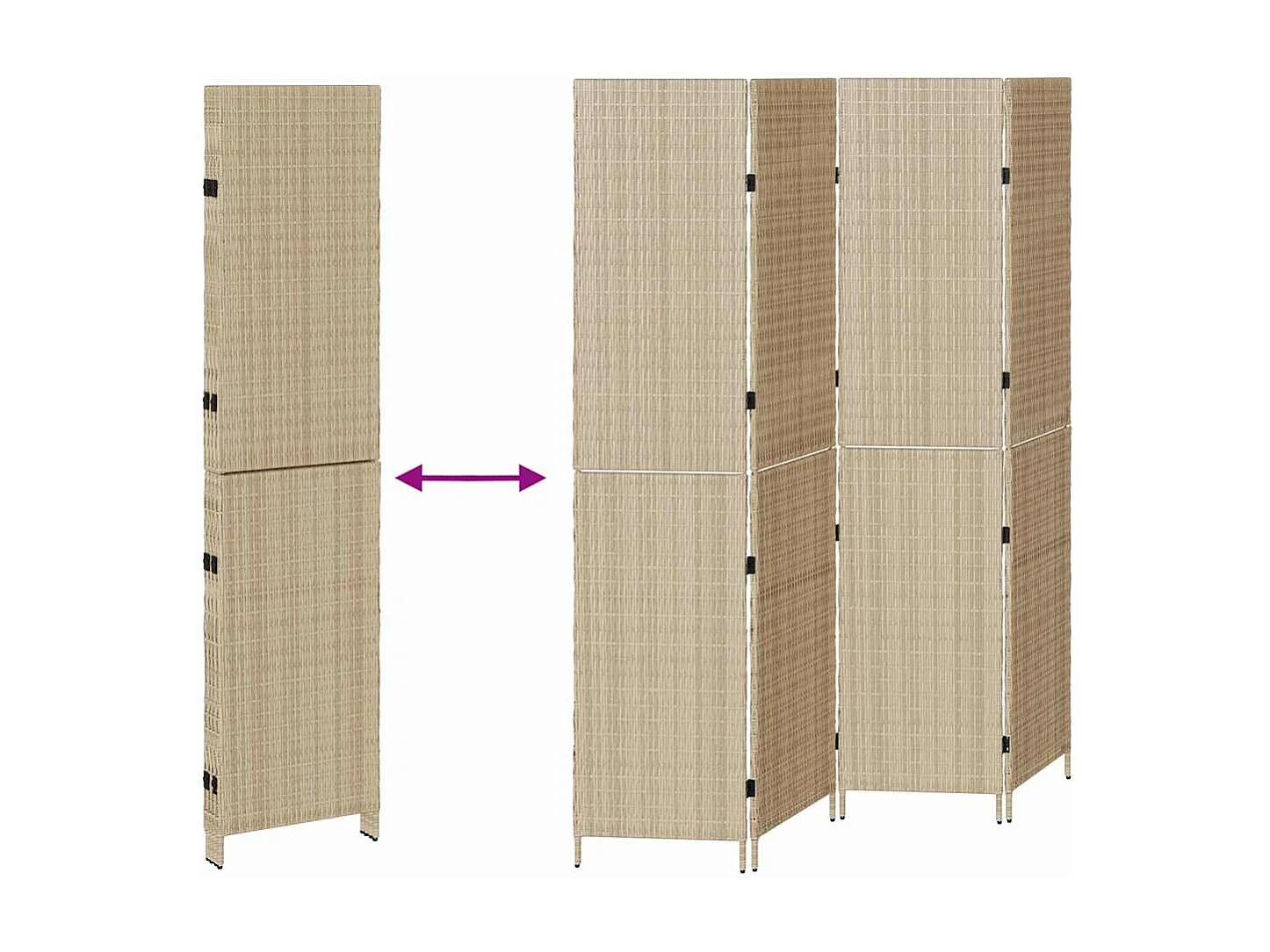 Paravento beige 196 x 200 cm polyrattan