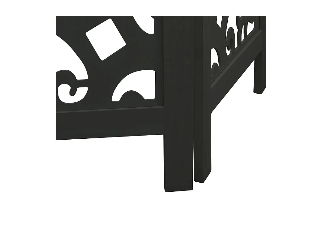 5-delige scheidingswand in zwart, massief paulowniahout