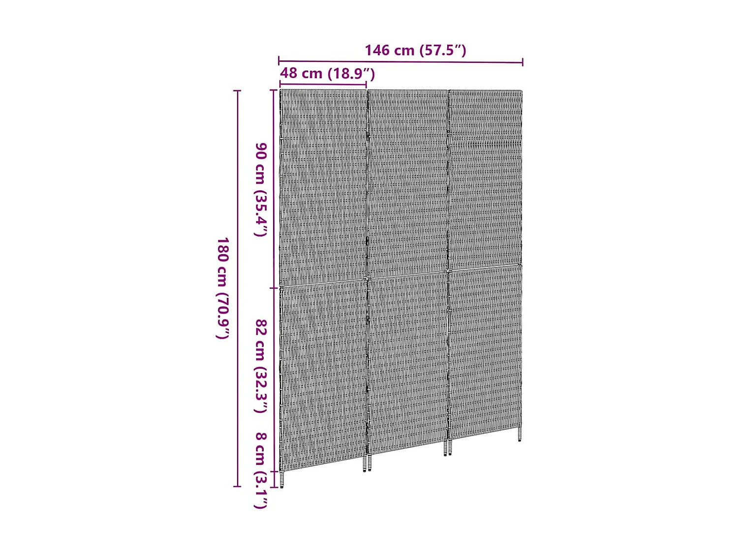 Paravent Noir 146 x 180 cm. polyrotin