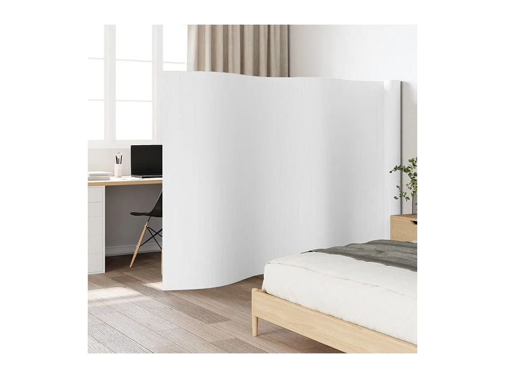 Cloison de séparation blanc 165x800 cm bambou