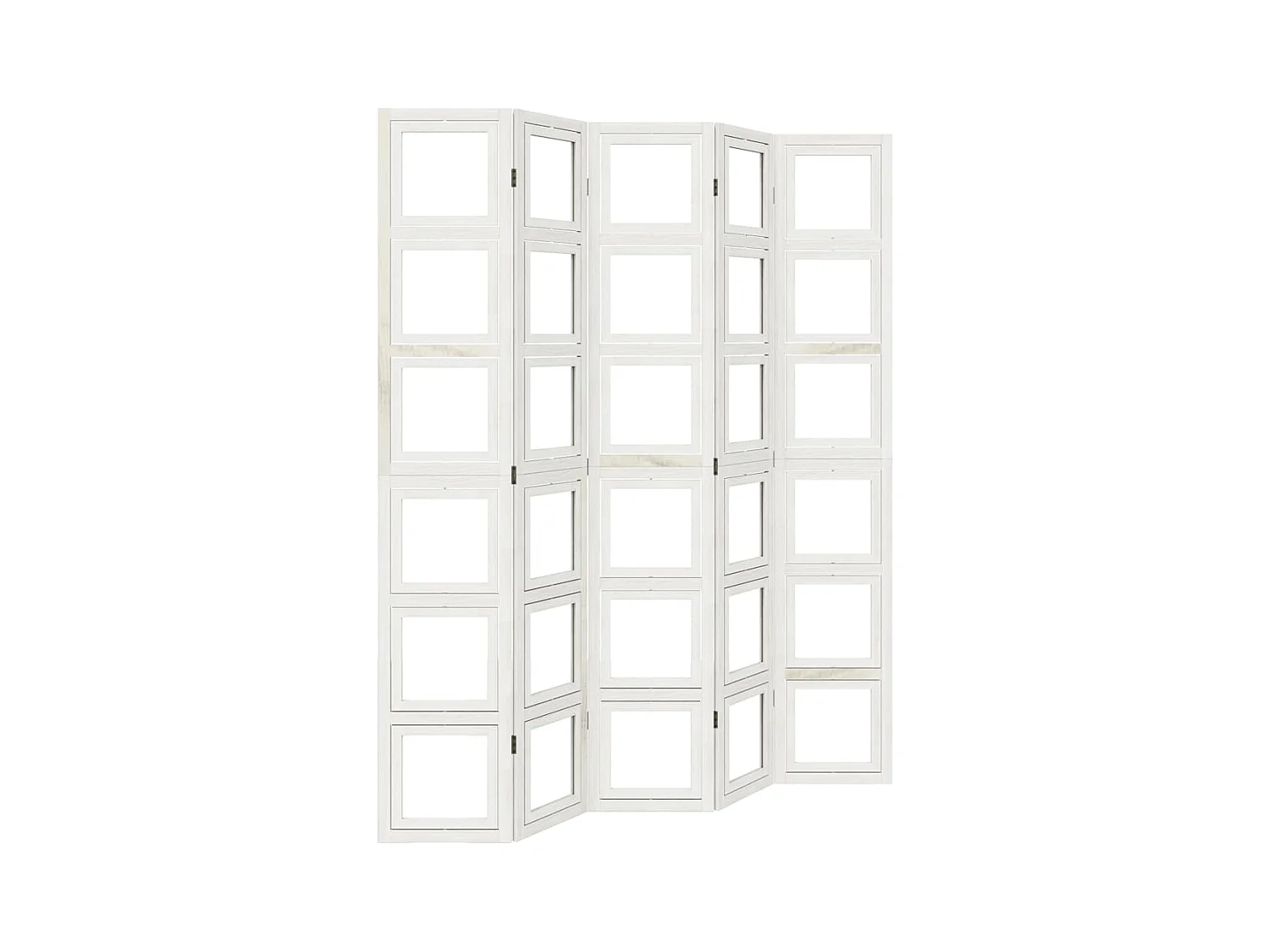 Parete divisoria a 5 pannelli in legno massello di paulonia bianco