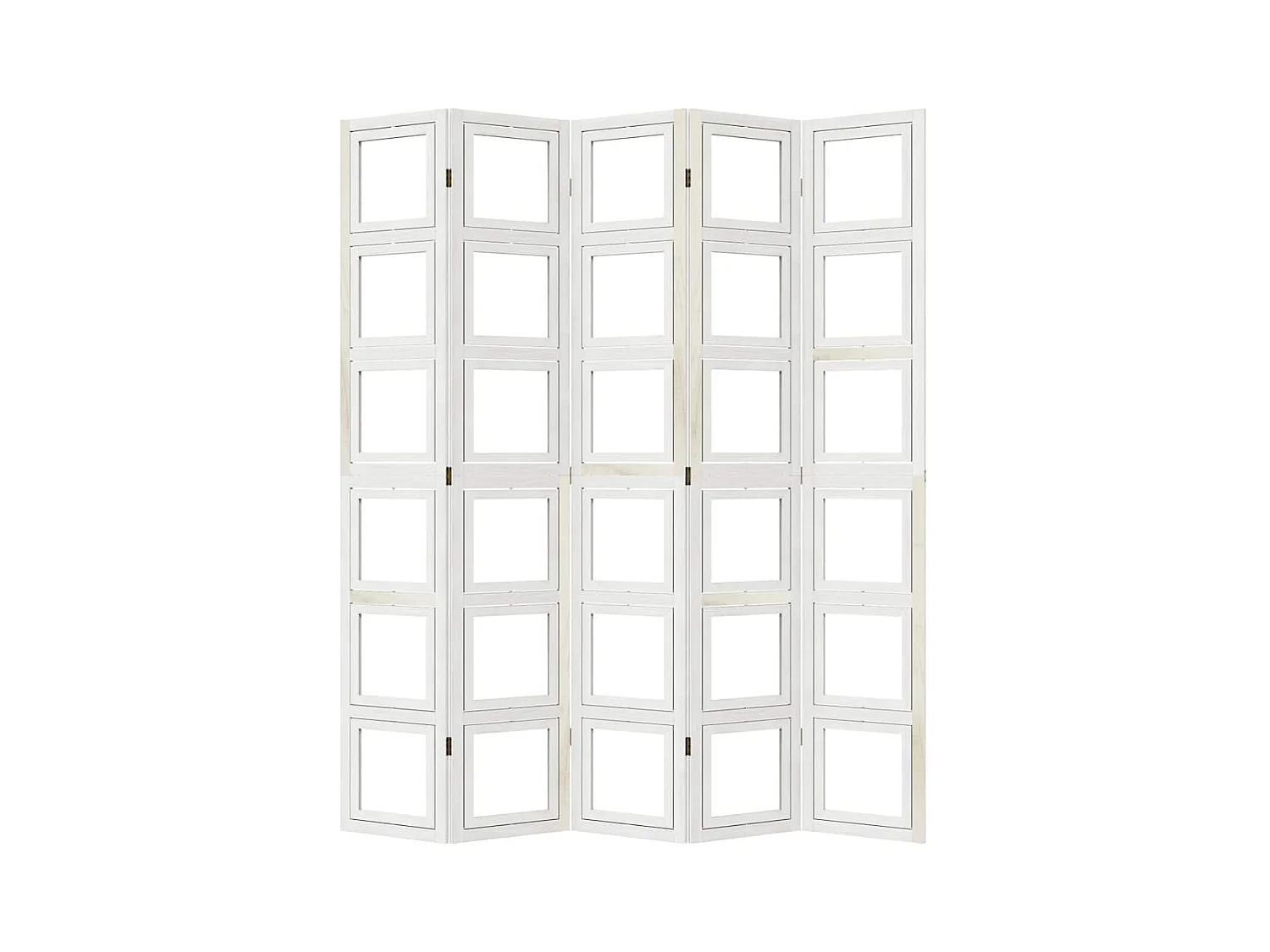 Parete divisoria a 5 pannelli in legno massello di paulonia bianco