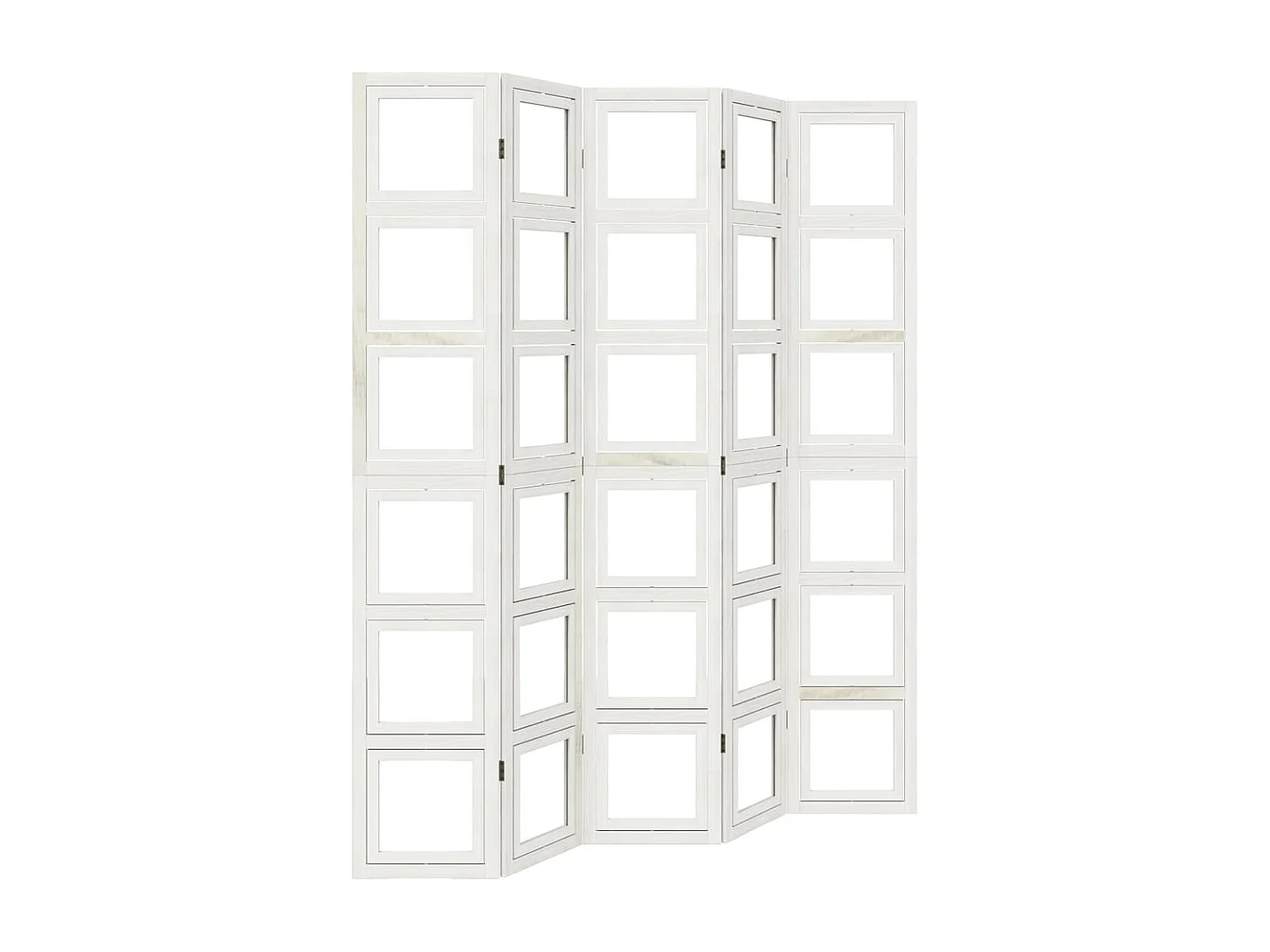 Parete divisoria a 5 pannelli in legno massello di paulonia bianco