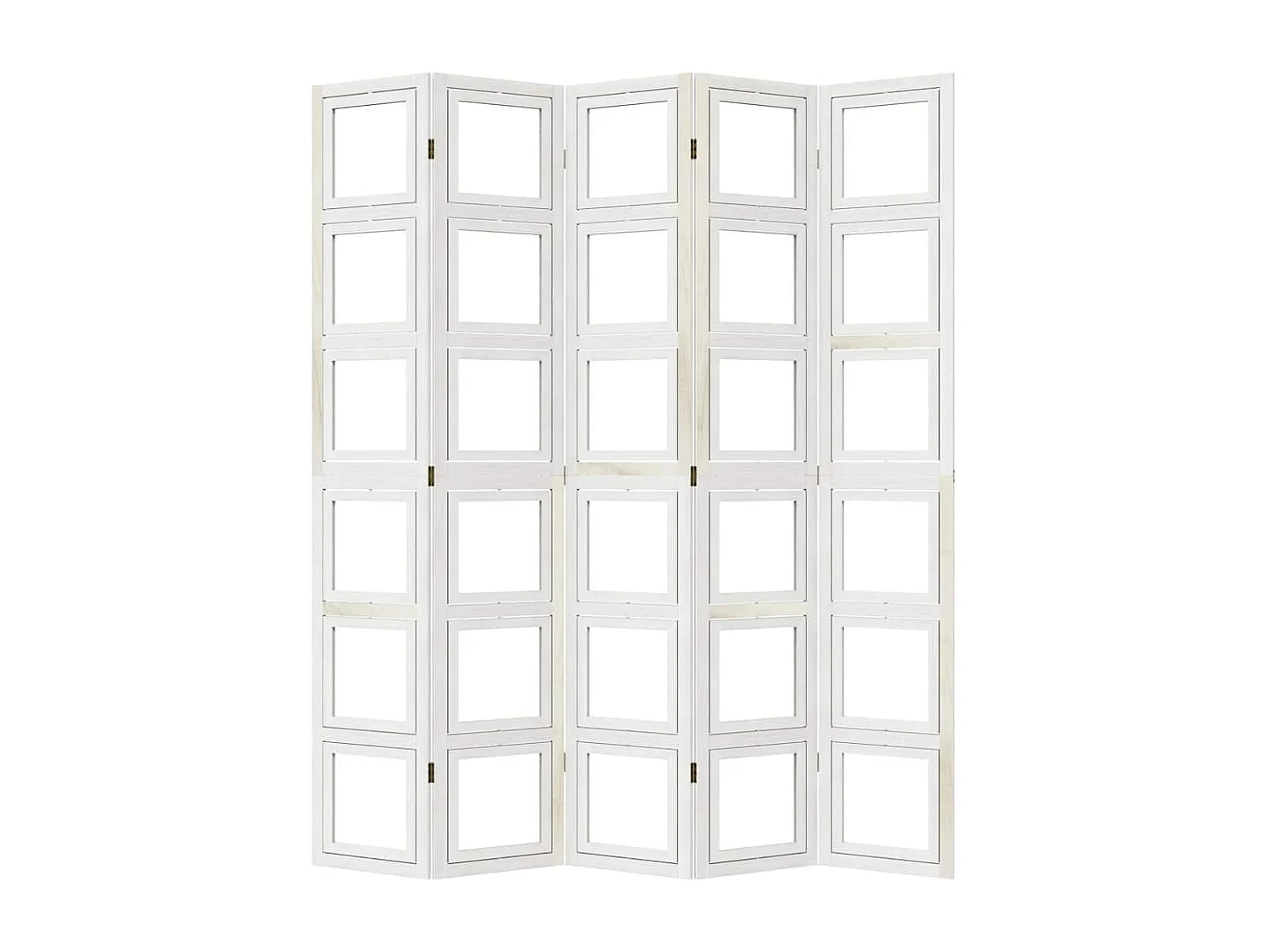 Parete divisoria a 5 pannelli in legno massello di paulonia bianco