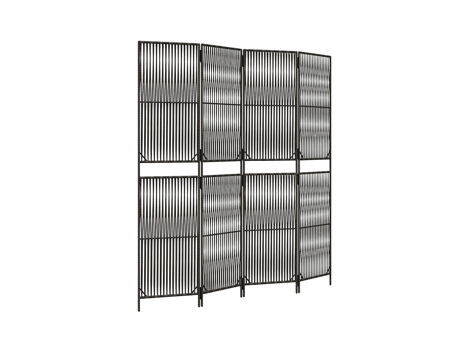 Tabique divisorio de mimbre de resina gris de 4 paneles