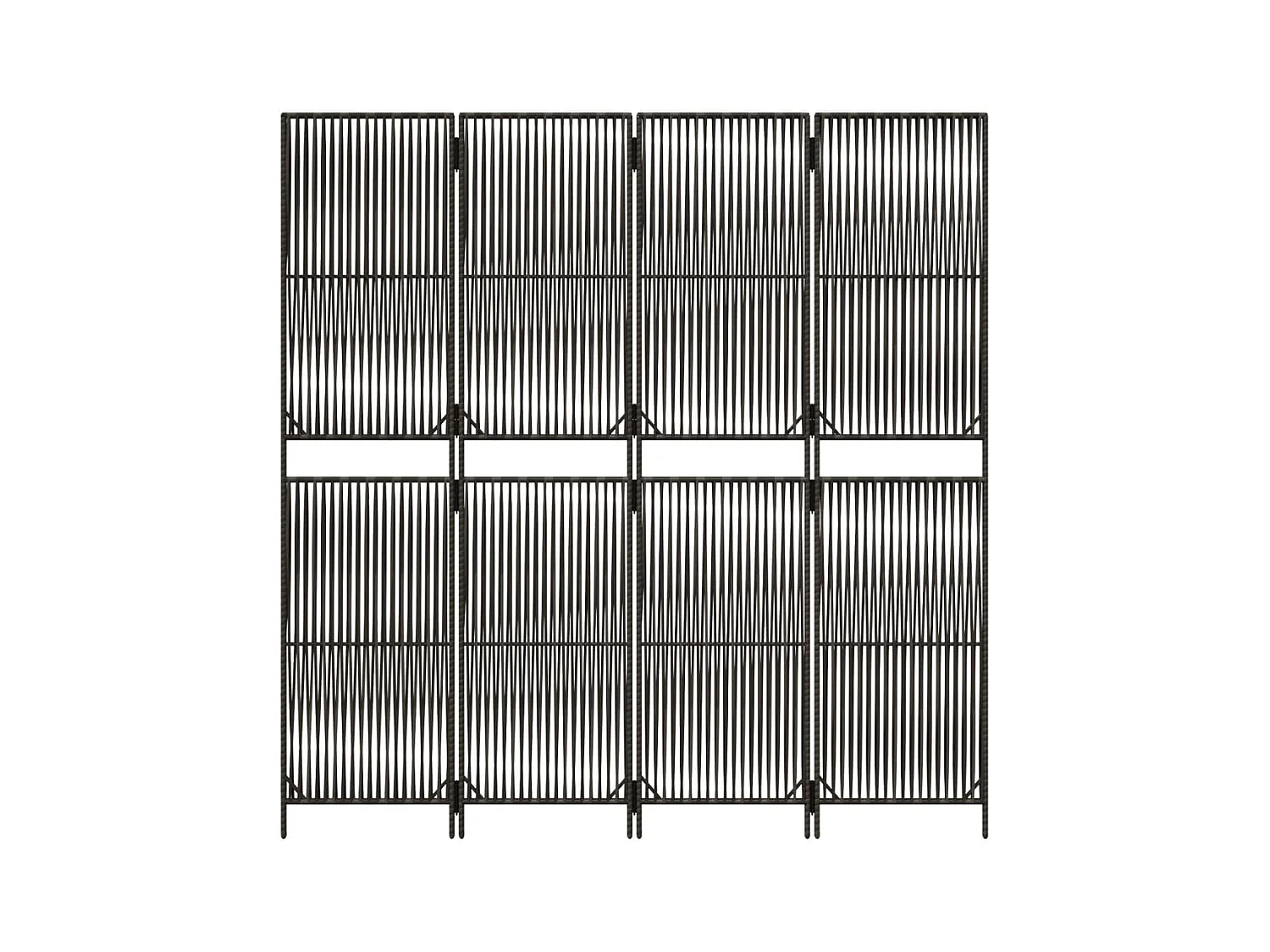 Tabique divisorio de mimbre de resina gris de 4 paneles